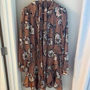 Express Brown and White Patterned Blouse